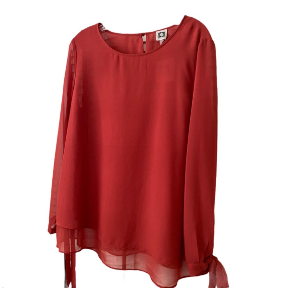 Anne Klein Split Back Auburn Blouse M